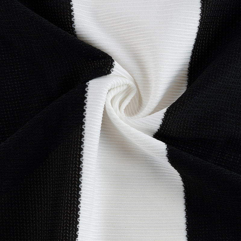 Țesătură tricot urzeală cu dungi alb-negru